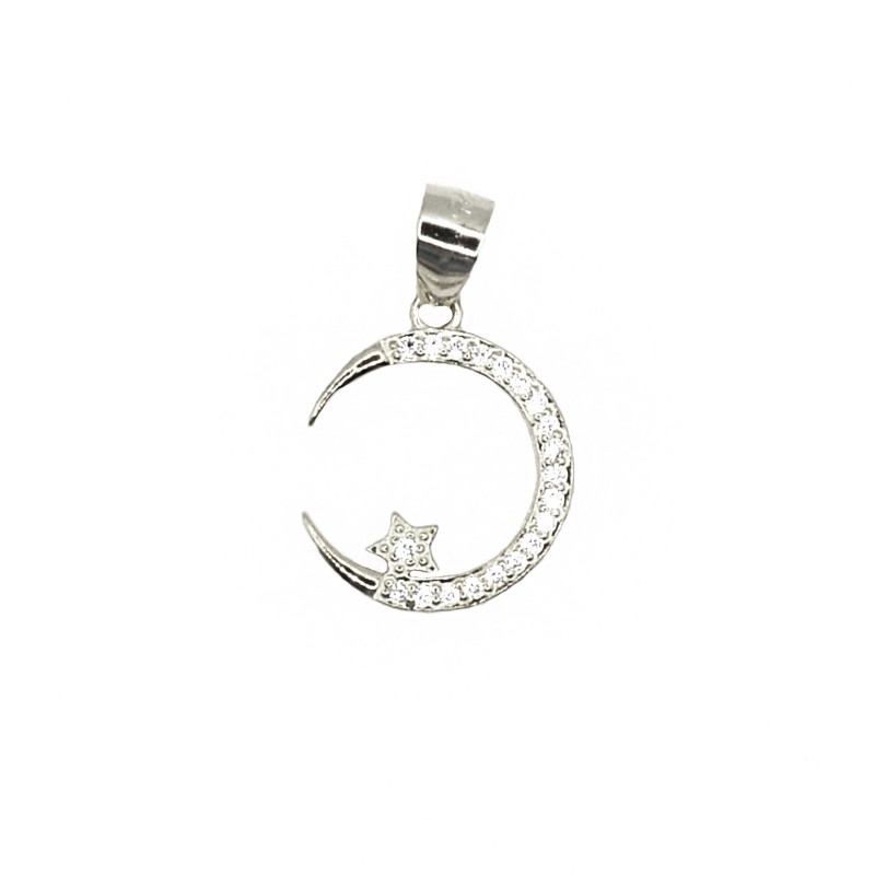 Moon pendant with star shape pavé of...