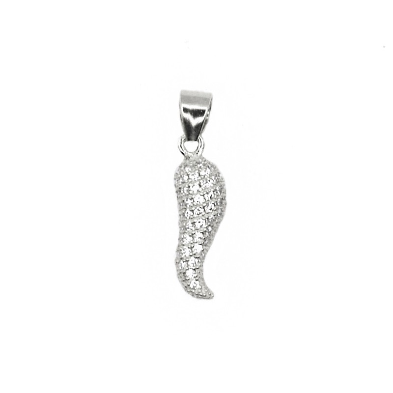 Pave horn pendant with white zircons...