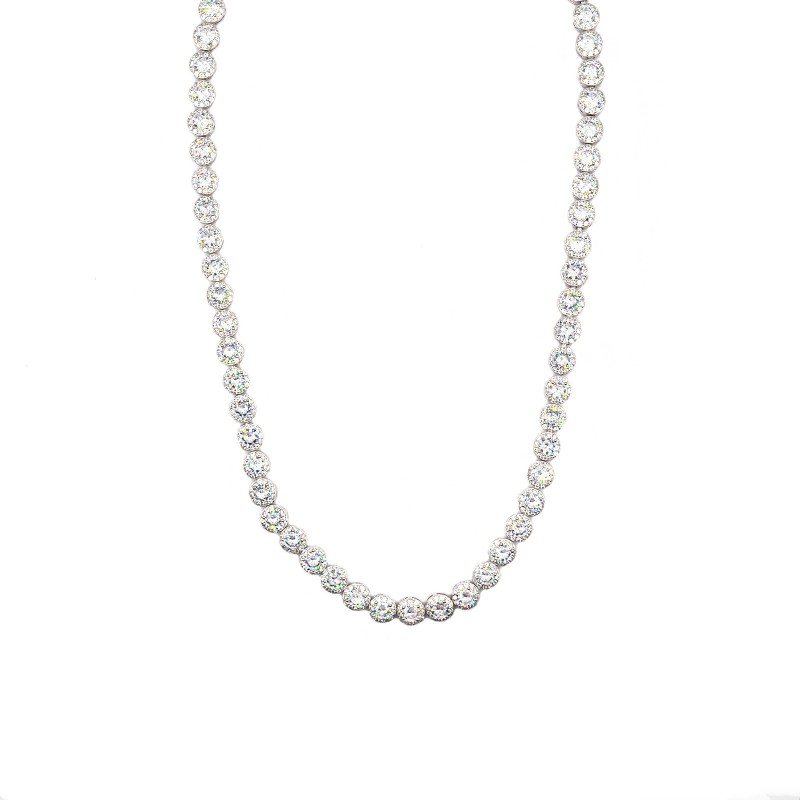 Necklace with white round cubic...