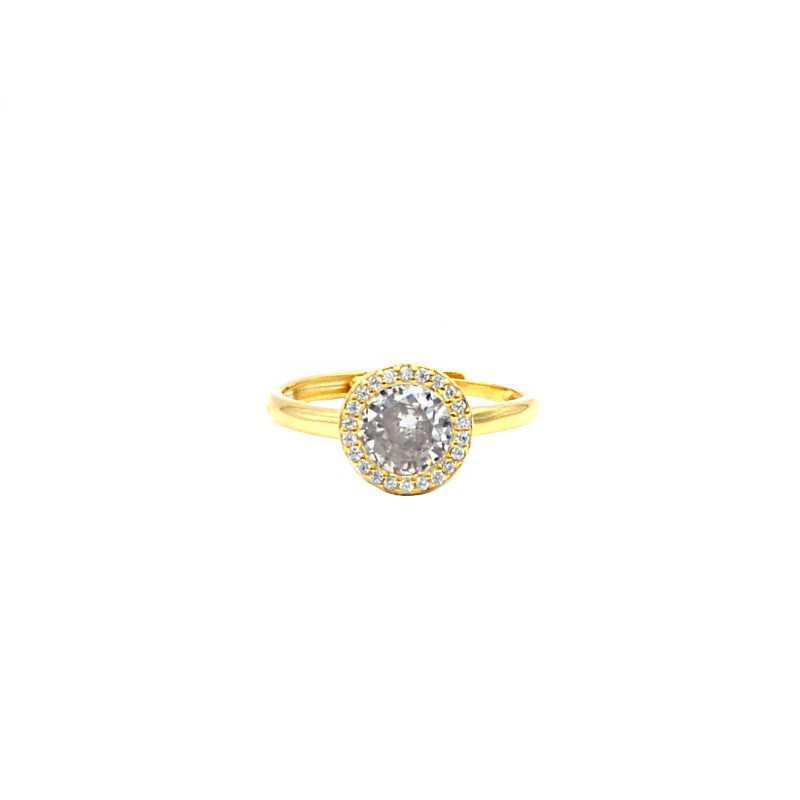 Adjustable solitaire ring in a yellow...