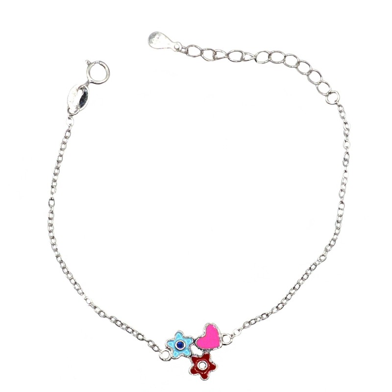 Bracciale maglia forzatina con fiori...