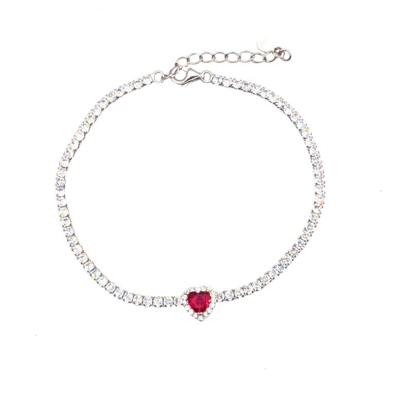 Tennis bracelet with central red...