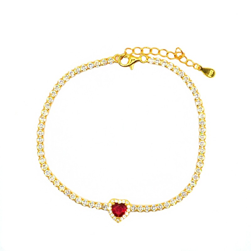 Bracciale tennis con cuore centrale...