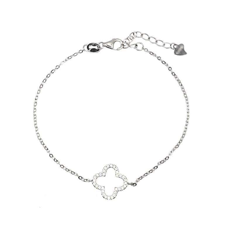 Rolo mesh bracelet with white zircon...