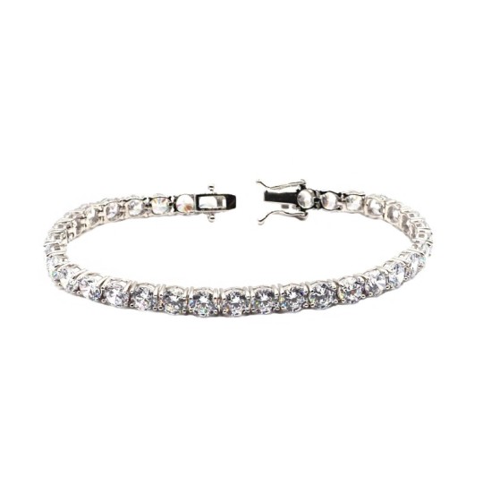 Bracciale tennis di zirconi bianchi 5 mm placcato oro bianco in argento 925