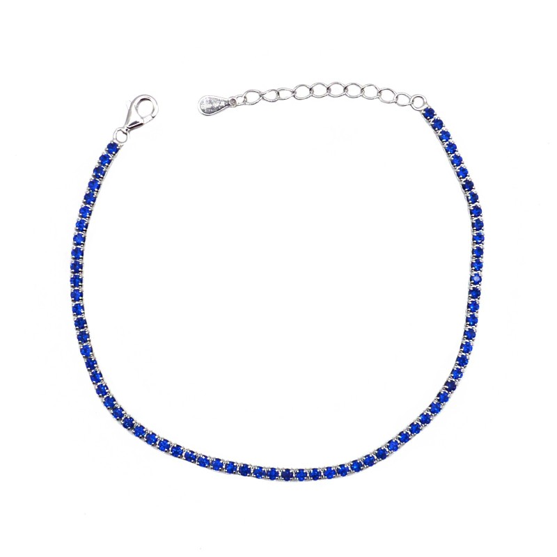 Bracciale tennis di zirconi blu 2mm...