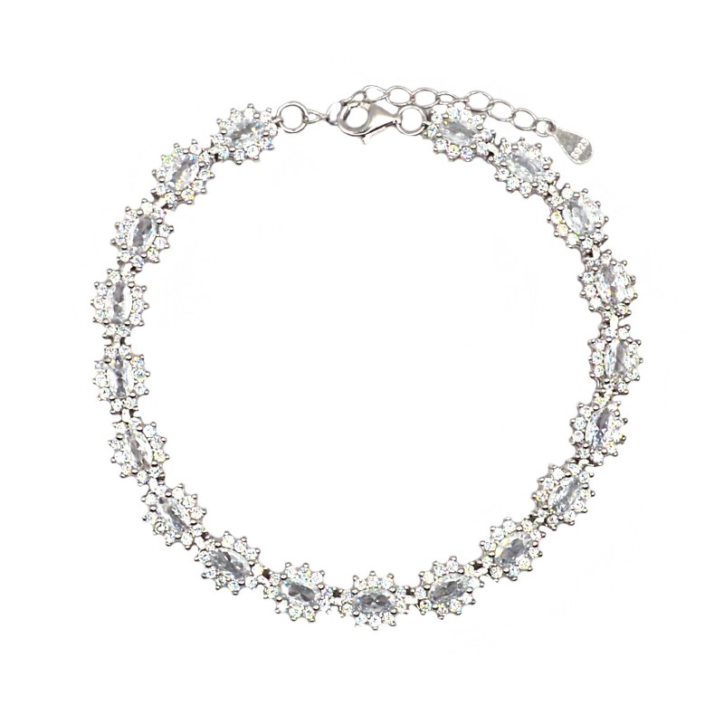 Bracelet with white oval zircons in a...