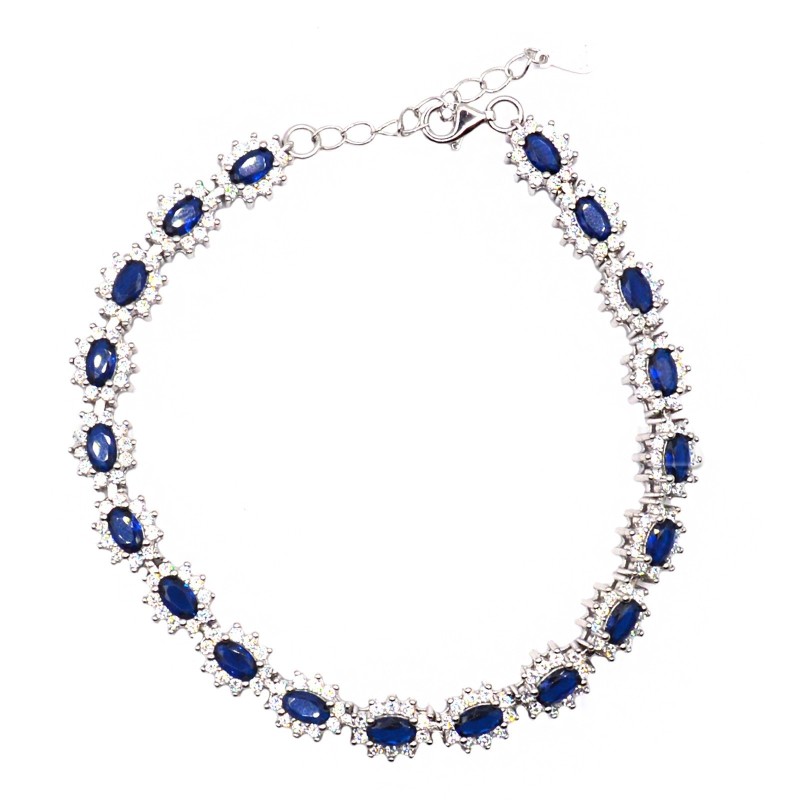 Bracciale con zirconi ovali blu in...