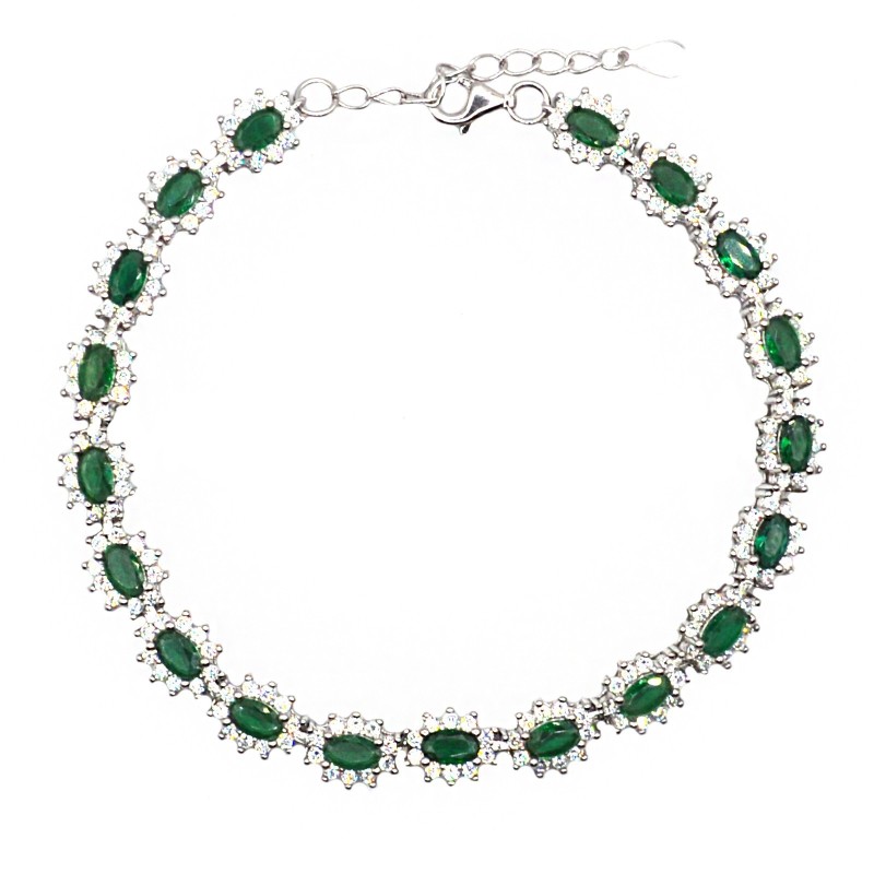 Bracelet with green oval zircons in a...