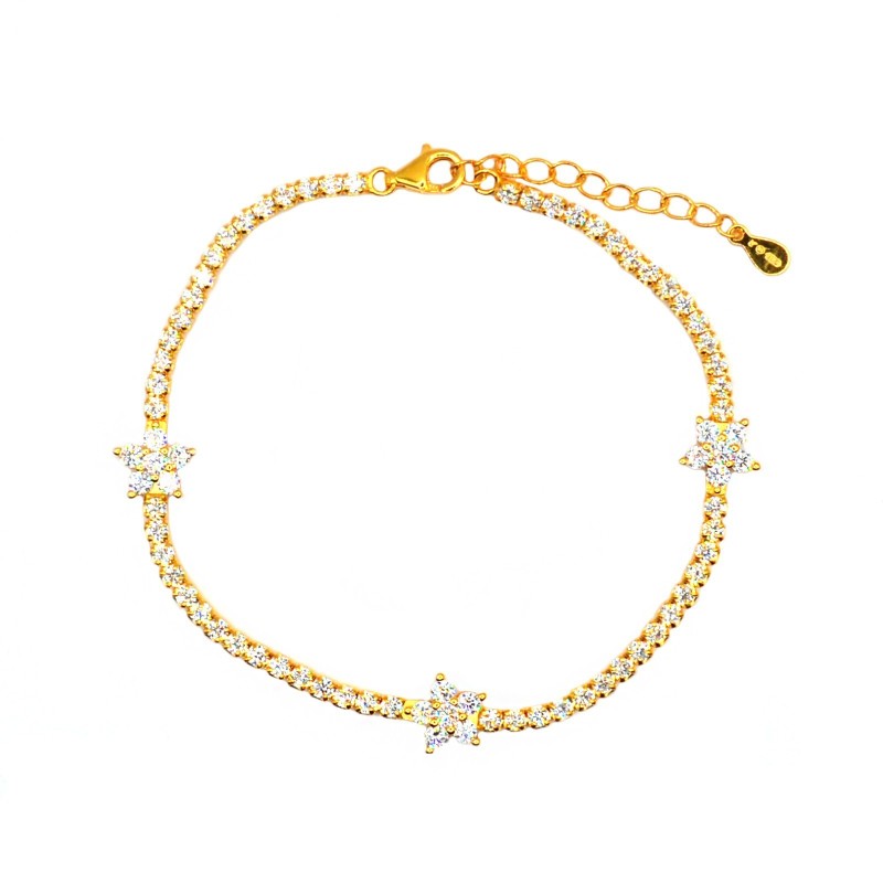 Bracciale tennis con fiori di zirconi...