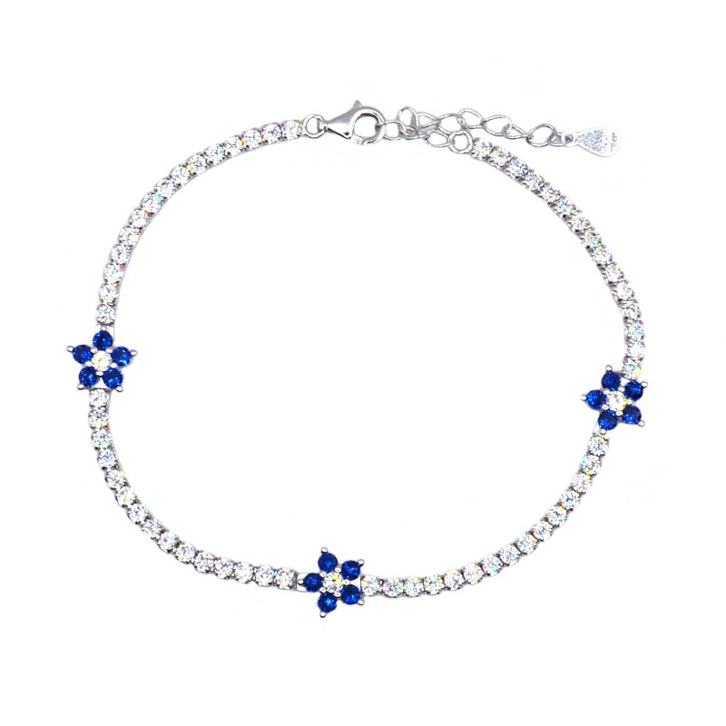 Bracciale tennis con fiori di zirconi...