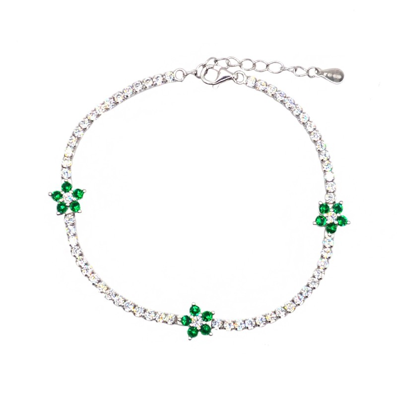 Tennis bracelet with green zircon...