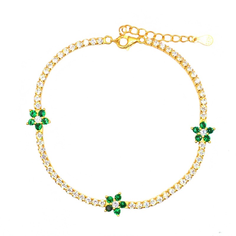 Bracciale tennis con fiori di zirconi...