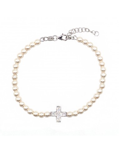 Pearl bracelet with central cross...