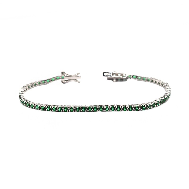 Tennis bracelet with 2mm green...