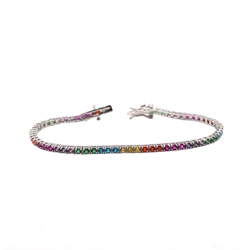 Tennis bracelet with 2mm multicolor...