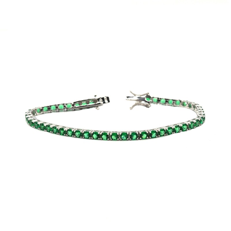 Tennis bracelet with 3mm green...