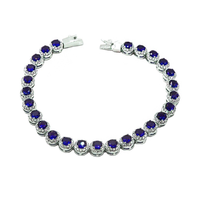 Blue round zircon bracelet in 925...