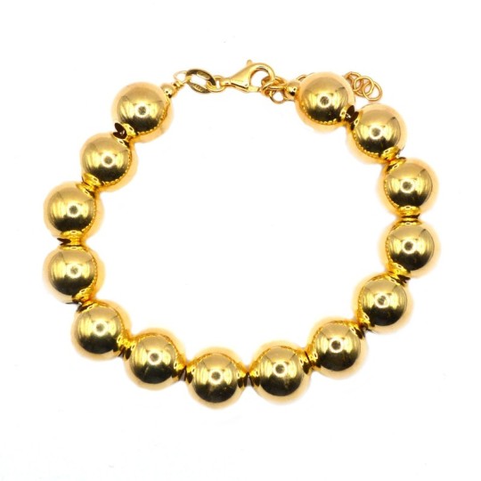 Bracciale a sfere da ø 12 mm placcato oro giallo in argento 925