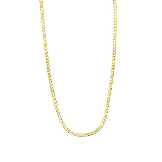 Collana maglia grumetta piatta da 3 mm placcata oro giallo in argento 925