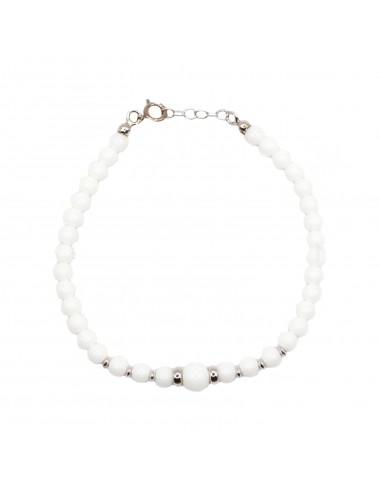 White agate ball bracelet with white...