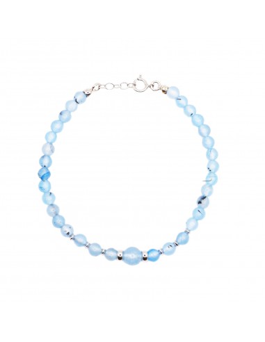 Blue agate ball bracelet with white...