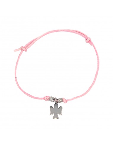 Pink cord bracelet with slip knots,...