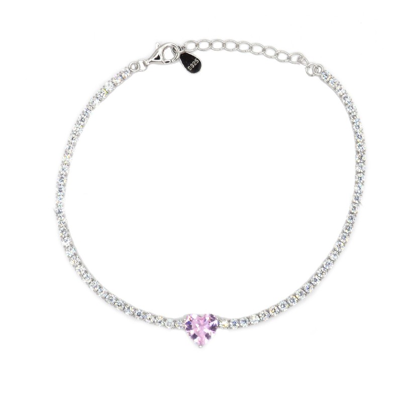 White tennis bracelet with pink...