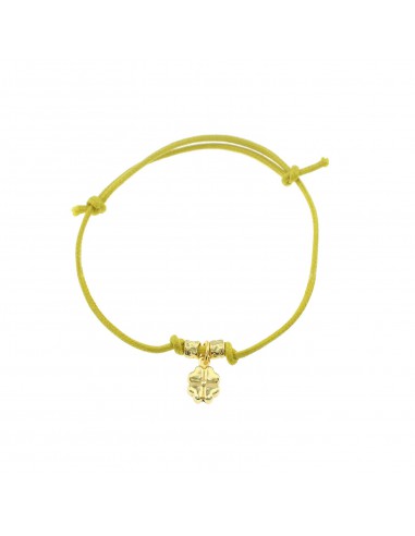 Yellow cord bracelet with slip knots,...