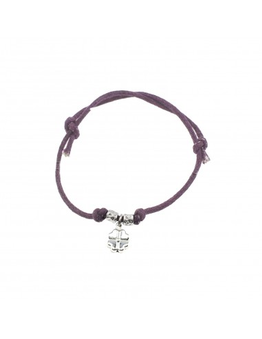 Purple cord bracelet with slip knots,...