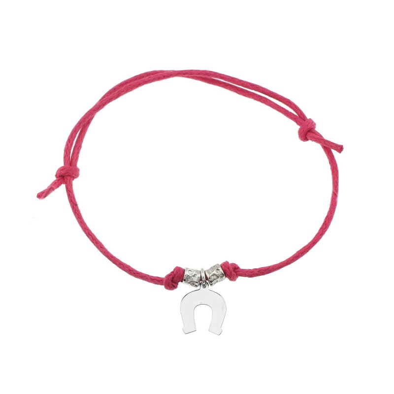 Fuchsia cord bracelet with slip...