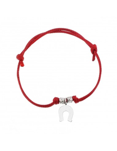 Red cord bracelet with slip knots,...