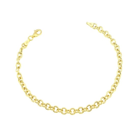 Yellow gold plated rolo link bracelet in 925 silver