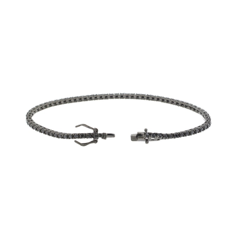 Ruthenium-plated tennis bracelet with...