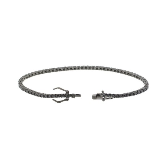 Bracciale tennis placcato rutenio con zirconi neri da 2 mm in argento 925