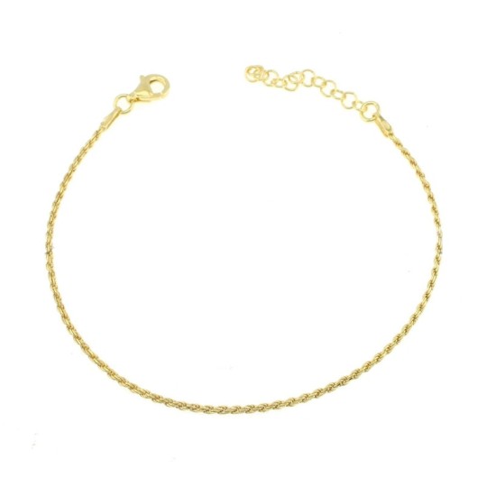 Yellow gold plated rope link bracelet in 925 silver