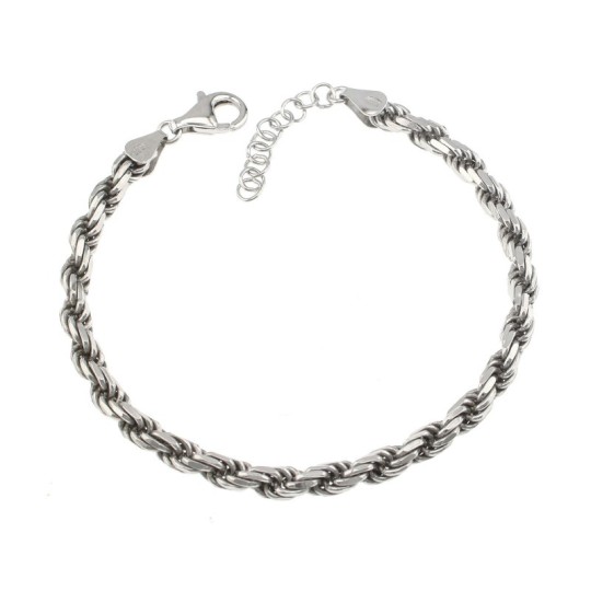 White gold plated rope mesh bracelet in 925 silver