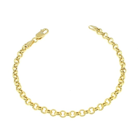 Bracciale maglia rolò da 4 mm placcato oro giallo in argento 925