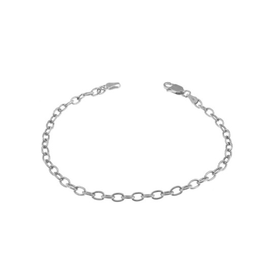 Bracciale maglia ovale da ø 3,5 mm placcato oro bianco in argento 925