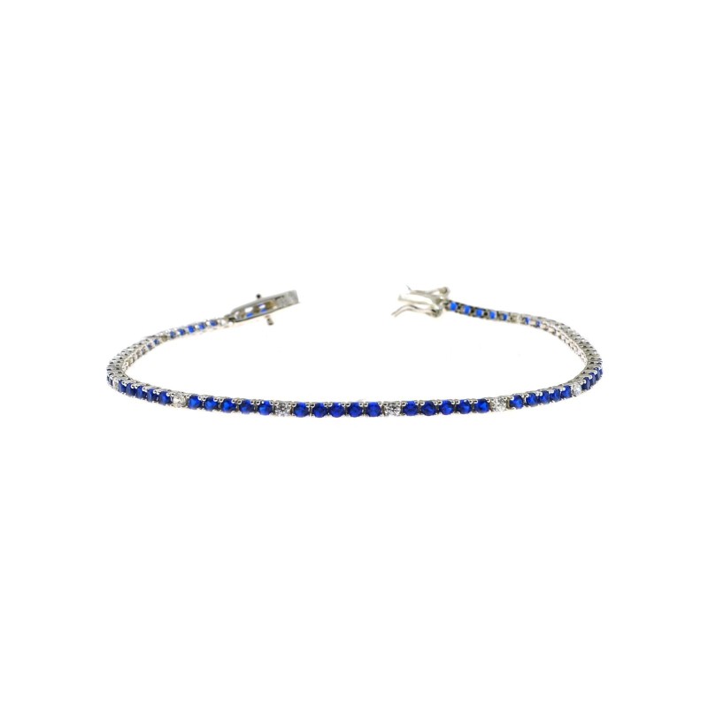 Bracciale tennis con 5 zirconi blu e...