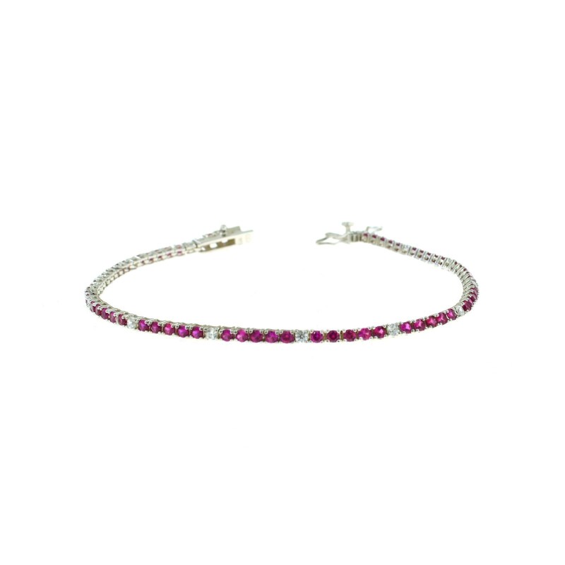 Tennis bracelet with 5 fuchsia...