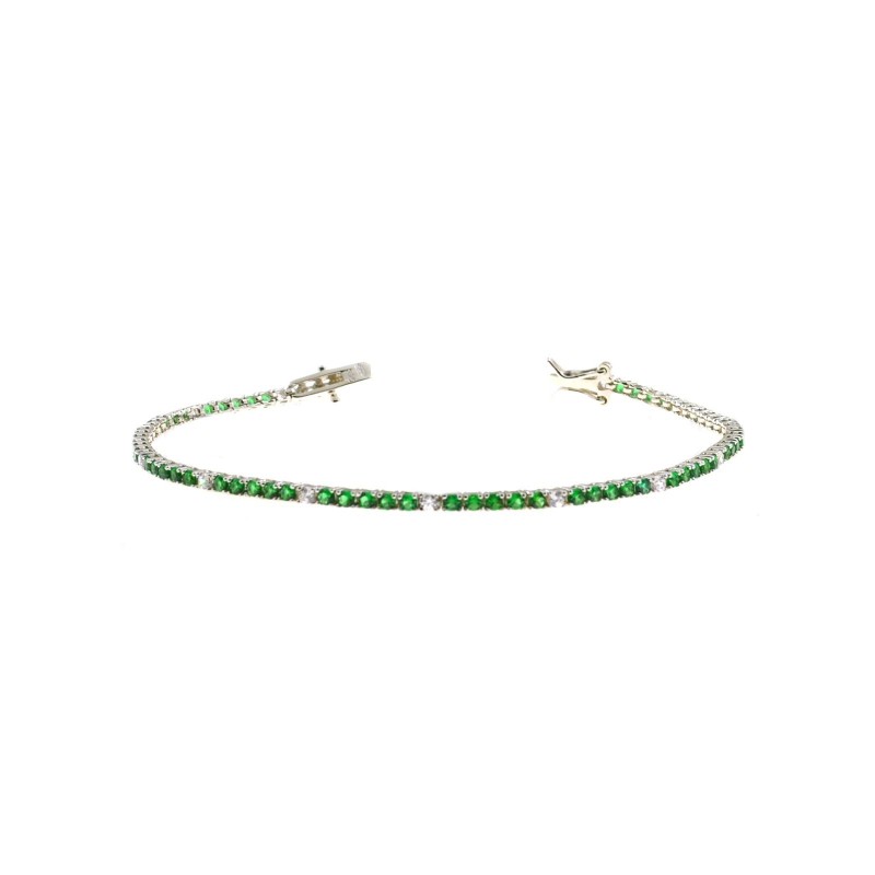 Tennis bracelet with 5 green and 1...