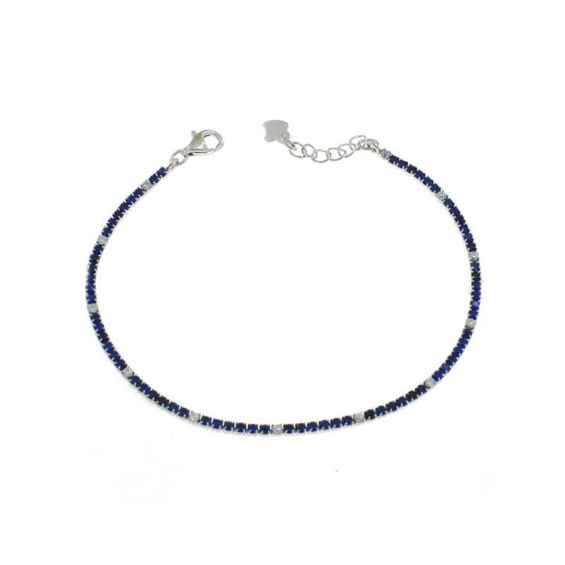 Bracciale tennis con 6 zirconi blu e...