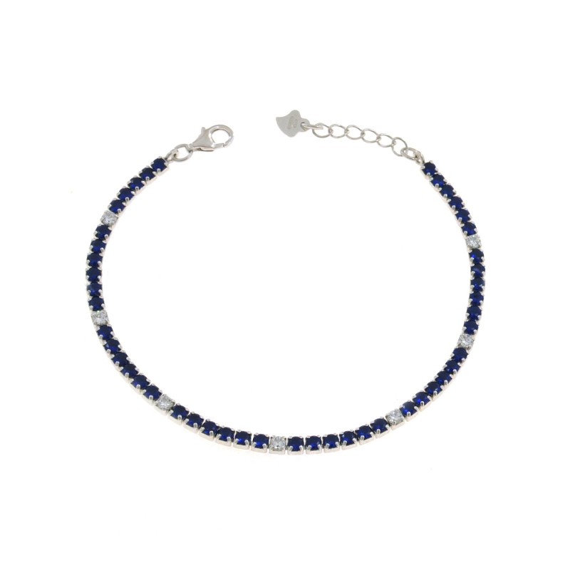 Tennis bracelet with 6 blue and 1...