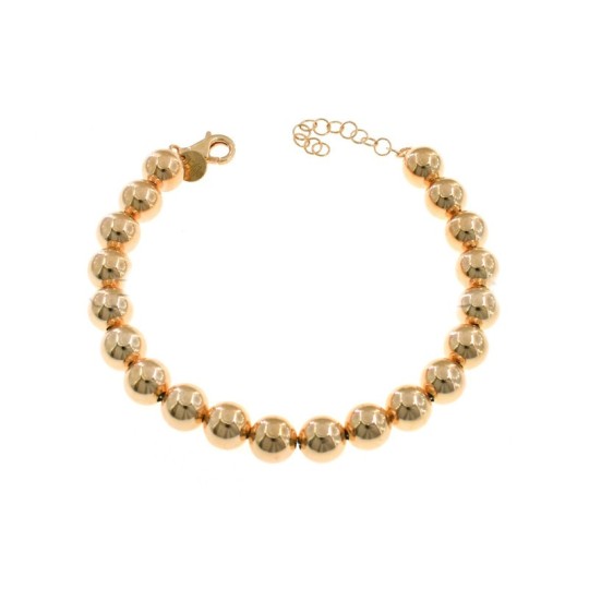 8mm smooth ball bracelet rose gold plated in 925 silver