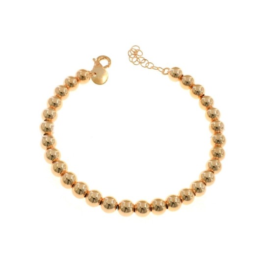 6mm smooth ball bracelet rose gold plated in 925 silver