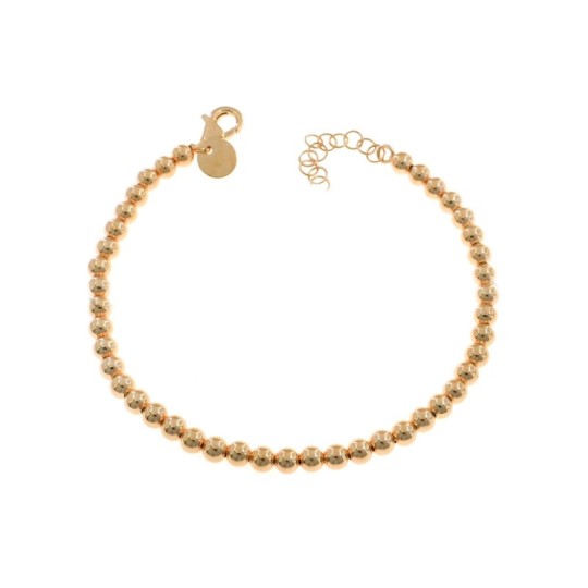 4 mm smooth ball bracelet rose gold plated in 925 silver