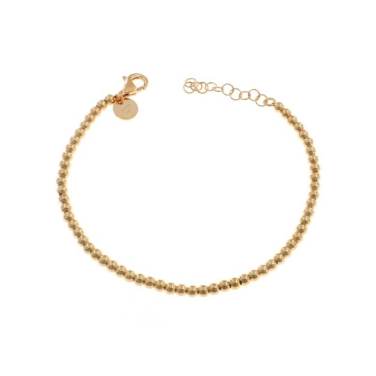 3mm smooth ball bracelet rose gold plated in 925 silver