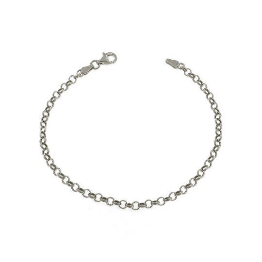 White gold plated ø 3 mm rolò mesh bracelet in 925 silver