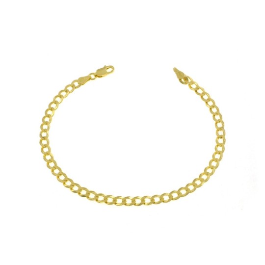 Yellow gold plated 4 mm curb mesh bracelet in 925 silver